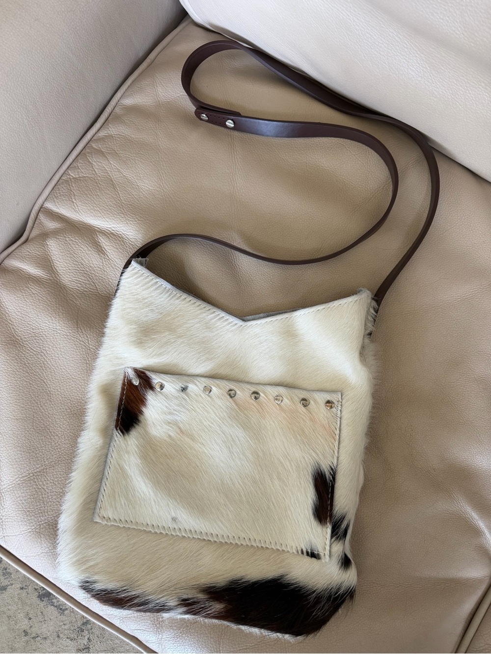 Leather and Rawhide Crossbody Bag